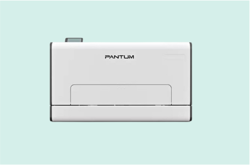 Impresora multifuncional láser moderna en color negro y gris, con pantalla táctil, bandejas de papel múltiples y diseño corporativo elegante